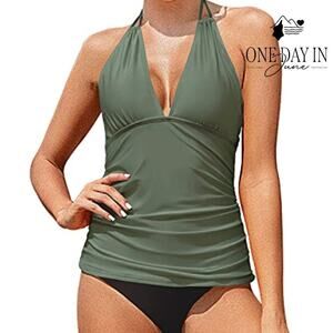 Yonique Halter Tankini Swimsuit Size XXL